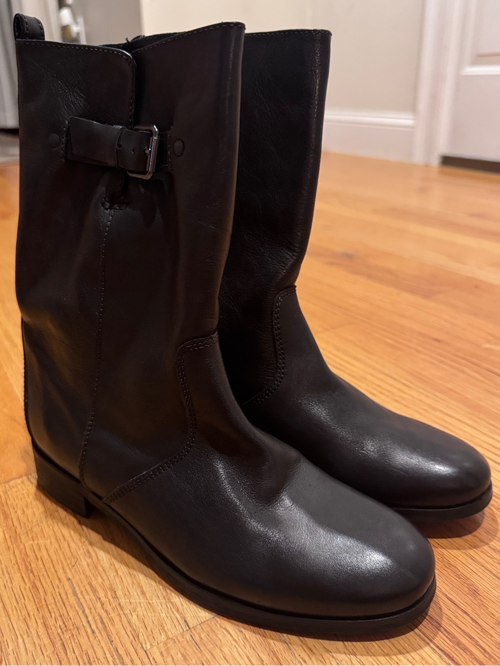 J. Crew Billie Black Leather Short Riding Boots Size 8